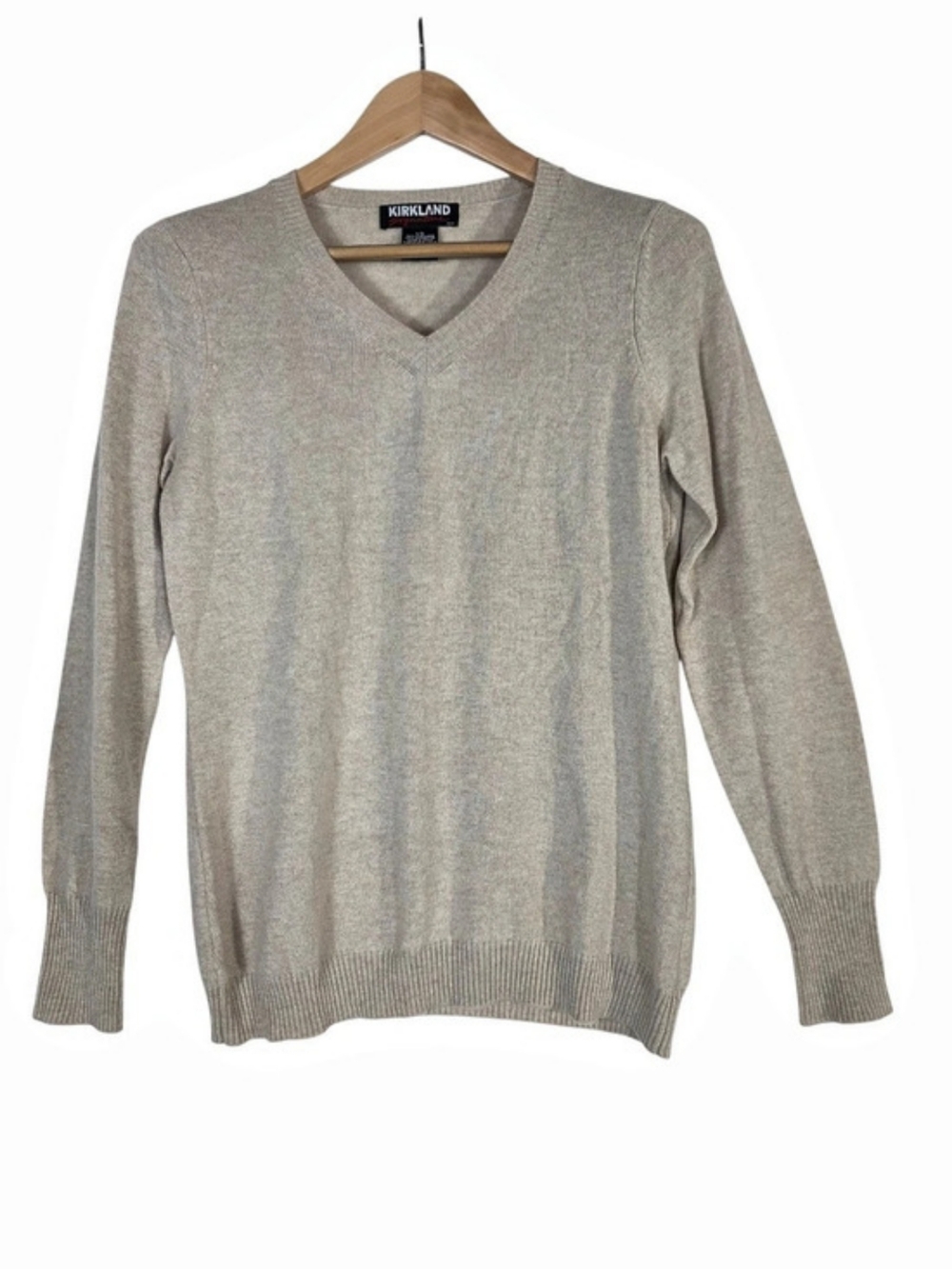 Kirkland Signature Cashmere V-Neck Light Taupe Size Large
